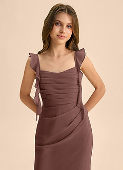 Azazie Jessamine Junior Espresso Mermaid Sweetheart Neckline Chiffon Dress image7