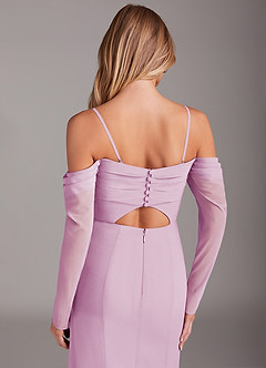 Azazie Hallie Bridesmaid Dresses Candy Pink Mermaid Long Sleeve Chiffon Dress image6