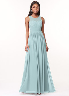 Azazie Nina Bridesmaid Dresses Mist A-Line Pleated Chiffon Dress image1