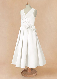 Azazie Ronda Final Sale Coral A-Line Pleated Matte Satin Dress image8