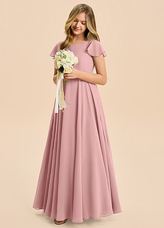 Azazie Cady Junior Dusty Rose A-Line Pleated Chiffon Dress image4