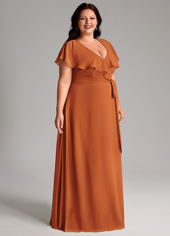 Azazie Lainey Bridesmaid Dresses Cinnamon A-Line with Pockets Chiffon Dress image11