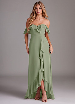 Azazie Lyra Bridesmaid Dresses Pistachio A-Line Chiffon Convertible Dress image2