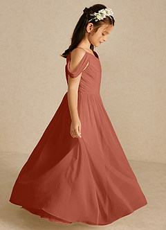 Azazie Chelle Flower Girl Dresses Clay A-Line Pleated Chiffon Dress image4