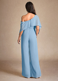 Azazie Halima vestidos de madre de la novia Vestido de Azul Pálido de Gasa de Mono/Traje de pantalón con Corte Lateral image3