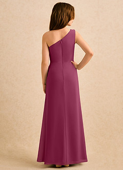 Azazie Sophie Girls Formal Flower Girl Dresses Mulberry Sheath One Shoulder Chiffon Dress image3