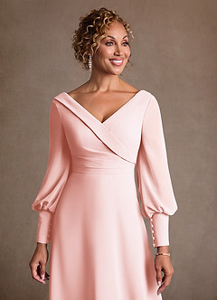 Azazie Paterson Suknie dla Matki Panny Młodej Linia A Pofałdowany Szyfon Długość kostki Sukienka image6