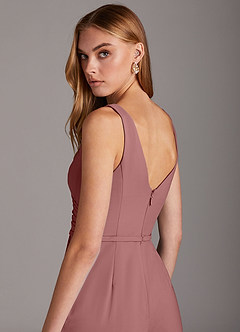 Azazie Ida Abiti da Damigella Tuta in Chiffon Elasticizzato Plissettato Rosa Del Deserto image7