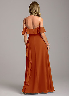 Azazie Aubrie Brautjungfernkleider A-Linie Schulterfrei Chiffon Kleid Paprika image6