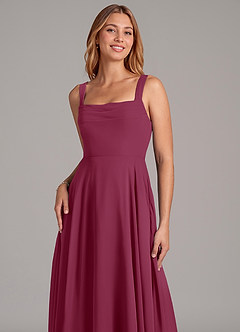 Azazie Shaude Bridesmaid Dresses Mulberry A-Line Pleated Chiffon Dress image5