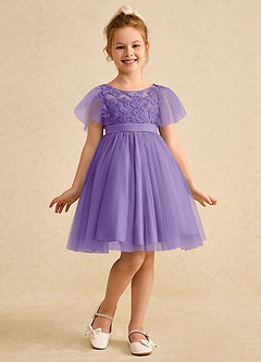 Azazie Queenie Flower Girl Dresses Tahiti A-Line Lace Dress image3