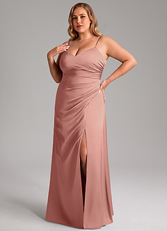 Azazie Azuree Robes de demoiselle d'honneur Robe Trapèze en Satin extensible Plissée Rosette image9