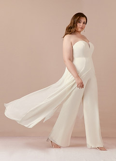 Azazie Tamara Vestidos de novia Vestido de Crema de Gasa de Estilo Pantalón con Sin tirantes image14
