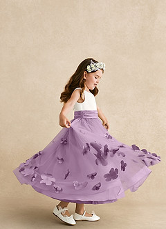 Azazie Vi Flower Girl Dresses Wisteria A-Line Sleeveless Tulle Dress image2
