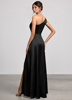 Eulalie Black Luminous Satin Maxi Dress image4