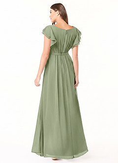 Azazie Daphne Modest Bridesmaid Dresses A-Line Ruffled Chiffon Floor-Length Dress image2