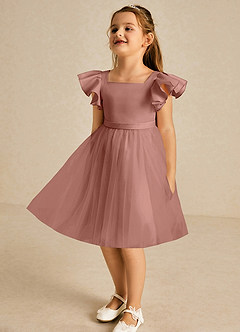 Azazie Kaeya Flower Girl Dresses Cedar Rose A-Line Bow Tulle Dress image4