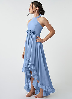Azazie Hermione Steel Blue A-Line Chiffon Dress image4