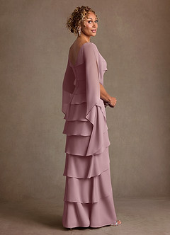 Azazie Arabinda 신부의 어머니 드레스 쉬스 셔링 쉬폰 플로어 길이 드레스 image2