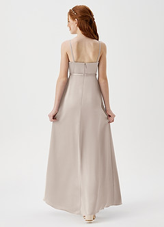 Azazie Kaylee Junior Frost A-Line with Belt Stretch Satin Dress image2