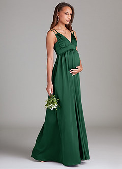 Azazie Emree Maternity Bridesmaid Dresses A-Line Stretch Satin Floor-Length Dress with Pockets image4