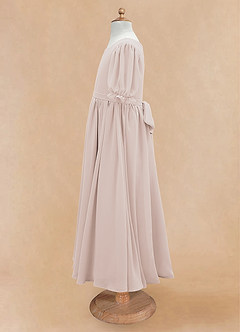 Azazie Joss Blumenmädchenkleider A-Linie mit ärmel Chiffon Kleid Blassrosa image8
