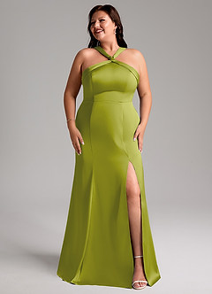 Azazie Rue Abiti da Damigella Abito Sirena in Raso Elasticizzato Plissettato Citronella image10