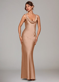 Azazie Rylina Bridesmaid Dresses English Rose Mermaid Stretch Satin Dress image8