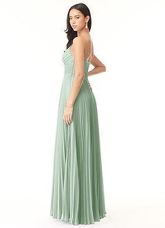 Azazie Vini Bridesmaid Dresses Agave A-Line V-Neck Pleated Chiffon Dress image4