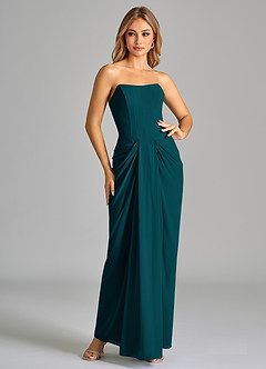 Azazie Anaïs Bridesmaid Dresses Pine Sheath Strapless Chiffon Dress image3
