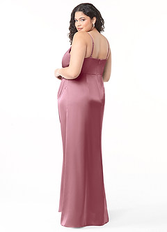 Azazie Maci Robes de demoiselle d'honneur Robe Trapèze en Satin extensible Col V plissé Mauve Vintage image7