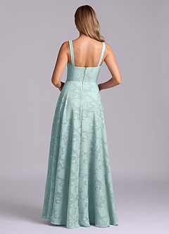 Azazie Shaude Brautjungfernkleider A-Linie Plissee Blumen-Burnout Kleid Nebel image2