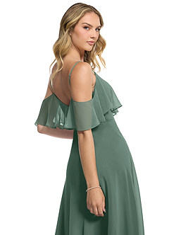 Azazie Jean Bridesmaid Dresses Sea Moss A-Line Chiffon Convertible Dress image7