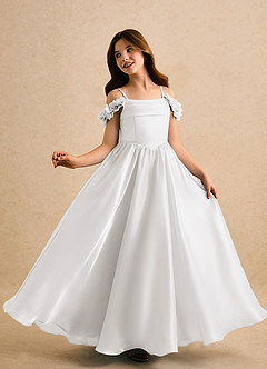 Azazie Jada Girls Formal Final Sale Blushing Pink A-Line Pleated Organza Dress image3