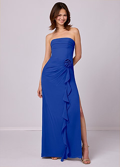 Barbie ♥ Azazie Jurken voor bruidsmeisjes Converteerbaar Jurk van Chiffon met Kolom Strapless Koningsblauw image1