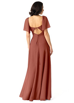 Azazie Chloe Abiti da Damigella Abito A-Line in Chiffon Scollo a Cuore Auburn image2