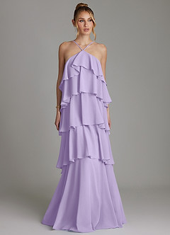 Azazie Deena Bridesmaid Dresses Lilac A-Line Ruched Chiffon Dress image1