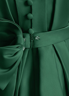 Azazie Miriam Blumenmädchenkleider Ballkleid Plissee Matte Satin Kleid Dunkelgrün image10