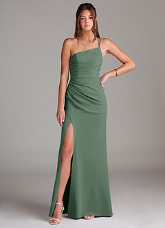 Azazie Eren Jurken voor bruidsmeisjes Jurk van Stretch crêpe met Kolom One-Shoulder Eucalyptus image3