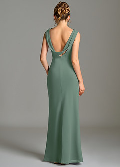 Azazie Kieryn Bridesmaid Dresses Eucalyptus Mermaid Pleated Chiffon Dress image2