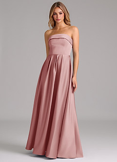 Azazie Lucienne Bridesmaid Dresses Dusty Rose A-Line Strapless Stretch Satin Convertible Dress image1
