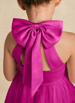 Azazie Bev Flower Girl Dresses Fuchsia A-Line Convertible Tulle Dress image5