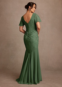 Azazie Jolene Mother of the Bride Dresses Eucalyptus Mermaid Pleated Floral Burnout Dress image2