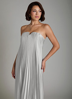 Azazie Rayna Bridesmaid Dresses Silver A-Line Strapless Stretch Satin Dress image6