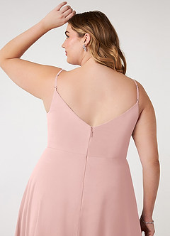 Azazie Daenerys Bridesmaid Dresses Powder Pink A-Line Cowl Chiffon Dress image12