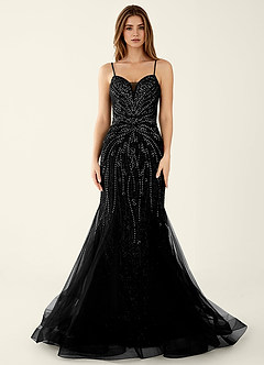 Minerva Black Beading V-neck Corset Mermaid Prom Dress image3