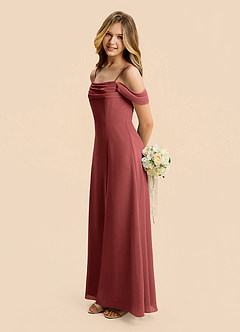 Azazie Lilly Junior Terracotta A-Line Pleated Chiffon Dress image3