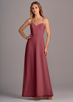 Azazie Mei Probar vestidos en casa Vestido de Azul Polvoriento de Gasa de Corte en A image3