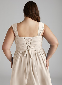 Azazie Angie Bridesmaid Dresses White Alabaster A-Line Corset Chiffon Dress image19