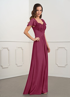 Azazie Gwenyth Kleider für die Brautmutter A-Linie Spitze Chiffon Kleid Maulbeerrot image4